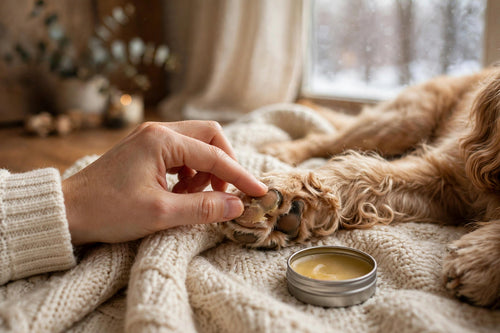 Applying Furbliss paw balm to a dog's paw