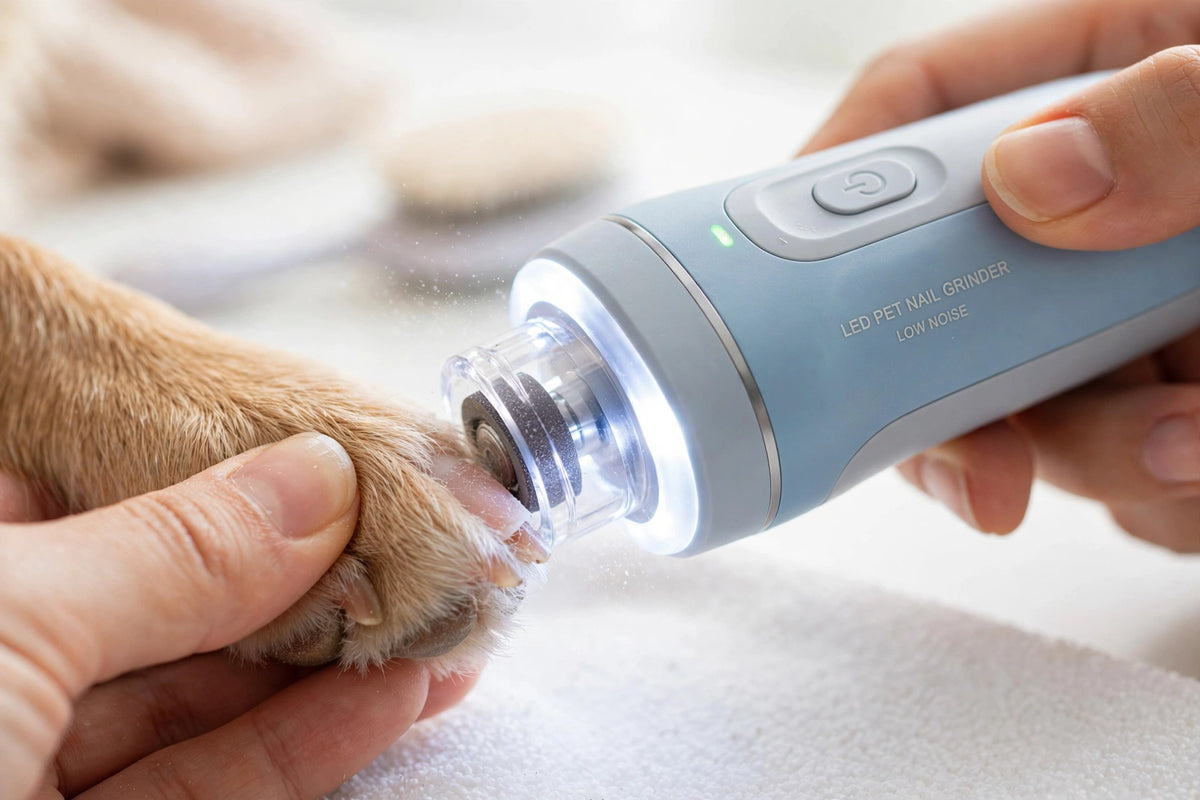 Using the Furbliss LED Nail Grinder on a dog's nail